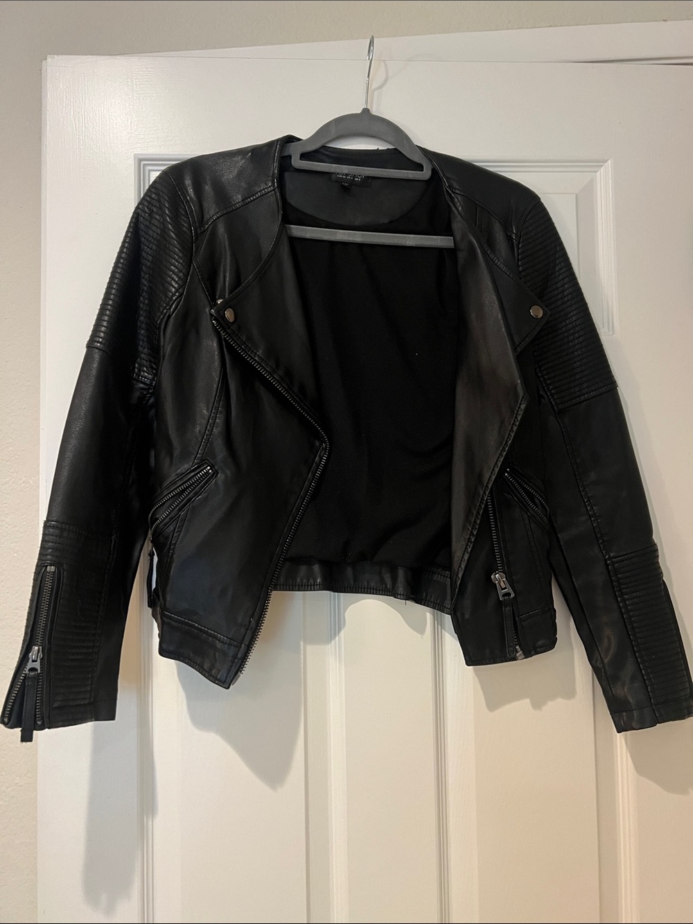 Topshop Black Women's Faux Leather Moto Jacket - Classic Biker Style